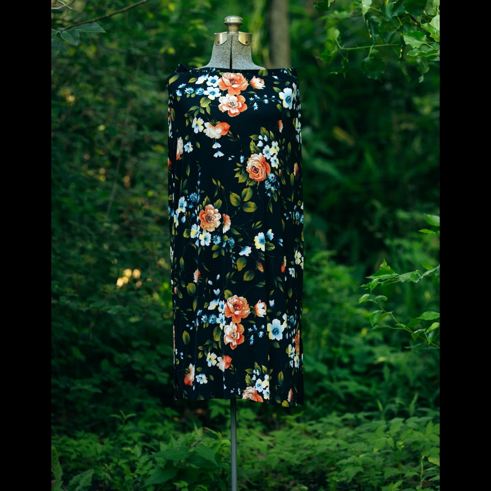 Slinky Floral Maxi Skirt